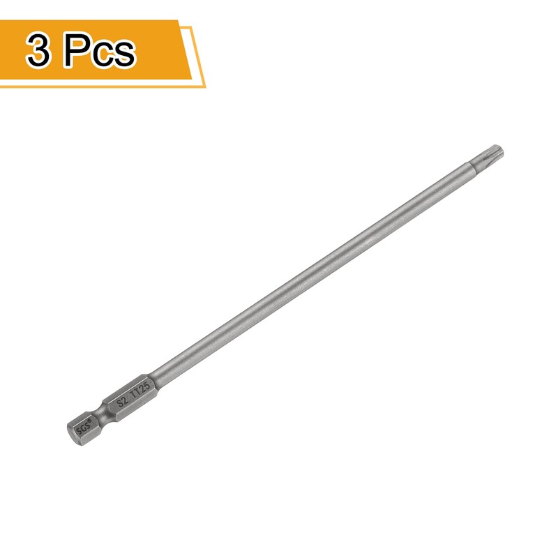 sourcing map 3pcs TT25 Security Torx Head Screwdriver Bit 6"