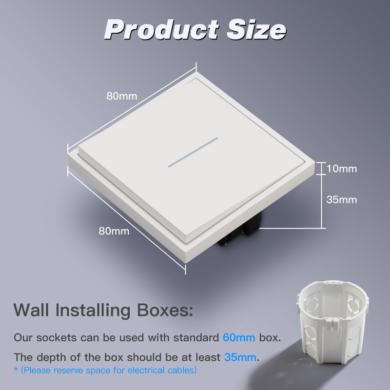 MVAVA Light Switch Single 1 Way Light Switch Flush-Mounted with