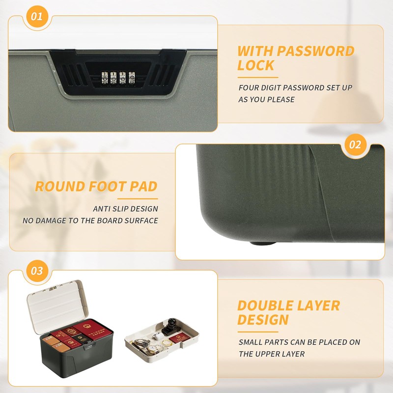 RUIAN Lockable Storage Container Bin, Portable Lock Box with Combination,