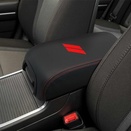 REMOCH Center Console Cover for Dodge Charger Accessories 2011-2021 2022 2023 for Chrysler 300 2015-2022 Leather Armrest Cover Console Box Lid Protector Interior (Red Stitches, Leather)