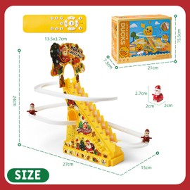 YIYZAOF Electric Duck Climbing Stair Slide Tracks Toy Set with Remote Controller,Roller Coaster Toys for Toddlers,Kids Early Educational Toys with Music,Songs,Stories