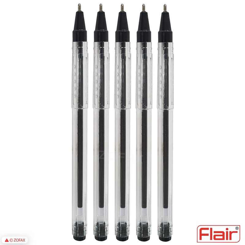 5 x 1.0mm FLAIR FX Dark BLACK Ballpoint Pens Smooth