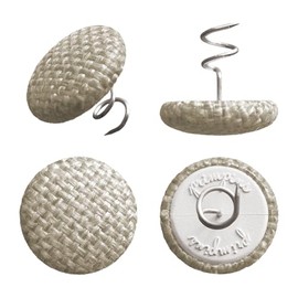 Primpins Long Upholstery Pins - Performance Poly - 4 Colors Available - Fabric Covered Button Twist Pins - Keeps Furniture Covers in Place (Set of 12, Beige)