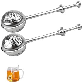 Tea Tongs Pack of 2 Tea Strainer for Loose Tea - Teaballs with Telescopic Handle, Tea Infuser 304 Stainless Steel, Tea Tongs, Tea Strainer, Tea Infuser, Stainless Steel Flour Sieve Duster - Sugar