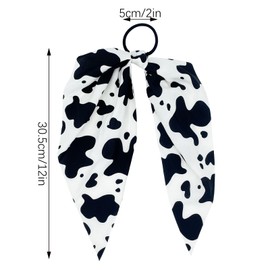 6 Pcs Cow Print Hair Bands Bowknot Elastic Hair Ties Rabbit Bunny Ear Bow Hair Scarf Scrunchies Ponytail Holder Headband Accessories for Thin Thick Fine Hair Women Girls