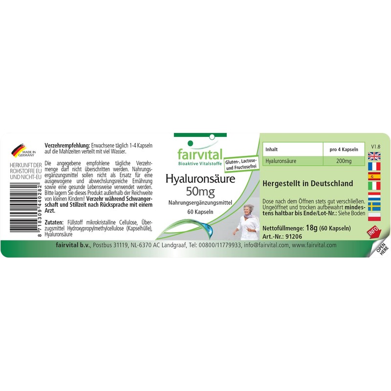 Hyaluronic Acid 50 mg - Vegan - 60 Capsules