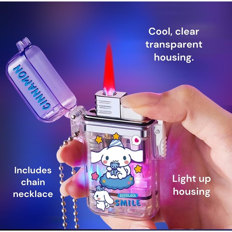 NIVEK Cool Transparent Cute Lighter, Pink Red Flame Lighter, Refillable