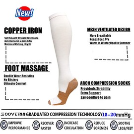 Graduated Medical Copper Compression Socks for Men & Women Circulation 8 Pairs 15-20mmHg - Best for Running Athletic Cycling