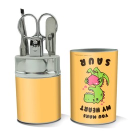 You Make My Heart Saur Soar Dinosaur Love Funny Humor Stainless Steel Manicure Pedicure Grooming Beauty Care Travel Kit