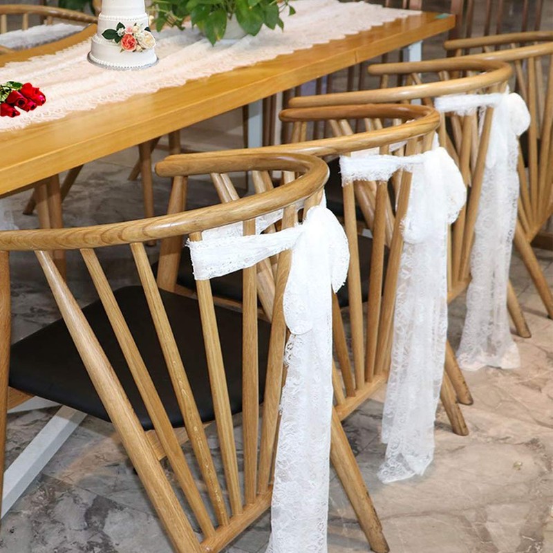 4 Pcs White Lace Table Runners 14 x 120 Inch