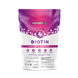 Biotin 10,000mcg Hair Growth Supplement (365 Vegan Tablets / 1 Year Supply) - High Strength Vitamin B7 for Hair, Skin & Nails - 100% Pure & GMP Certified
