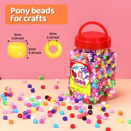 Eppingwin 1200pcs Pony Beads for Bracelets, Classic Colors Kandi Beads for Hair Braids, Easy Storage Pony Bead for Jewelry Making