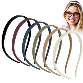 6 Pcs Frosted Headbands for Glasses Wearers with Teeth No Pressure Headbands for Women 5.5x5.1In Thick Sunglass Headbands(Blue, Light Brown, Dark Brown, Black, Green, Off-White)