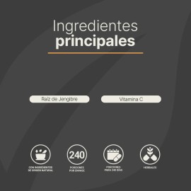 Vitamina C Más Jengibre - 240 Cápsulas. B Life