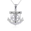 Fine Sterling Silver Mariners Anchor Jesus Cross Crucifix Nugget Pendant