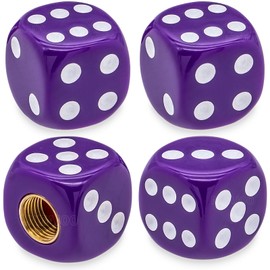 MEAJOO 4PCS Dice Tire Valve Stem Caps, Waterproof Airtight Car Wheel Tire Air Caps Universal Tire Valve Stem Covers for Cars, SUV, Trucks, Bikes, Motorcycles, Bicycles(Purple)