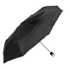 Miyajima 22150 Folding Umbrella, For Rain or Shine, 23.6 inches (60 cm), Plain, Carabiner Included, Black Coating, Black
