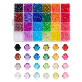 PandaHall 7896pcs Faceted Bicone Crystal Beads 4mm 24 Colors Transparent Acrylic Craft Beads Colorful Spacer Charm Beads for DIY Necklace Bracelet Jewelry Making Key Chains