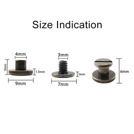 Leather Rivets Double Cap Rivet Chicago Binding Screws Posts Assortment Kit for Scrapbook Photo Albums Leather Repair Set of 20 (9 x 5 mm) Tokaneit