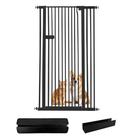 Lumizone Extra Tall Cat Gate 61.02" High Pressure Mounted Extra Wide 2025 New (17 Sizes) 1.37" Gap No Drilling Auto-Close One-Handed Operation Tall Pet Gate for Dogs(Black, 34.25"-38.38"/87-97CM)