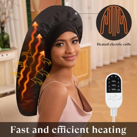 Heat Cap for Deep Conditioning, Hair Steamer for Natural Hair Home Use w/10-level Heats Up Quickly, Thermal Steam Cap for Home Hair Treatment