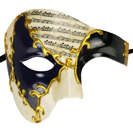 Thmyo The Phantom of the Venetian Carnival Masquerade Mask of Vintage Design Half Face Men (Beige & Blue + Black 1)
