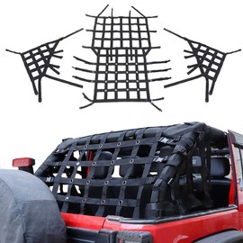 MFC New Black Trail Cargo Net Cargo Restraint System Net Compatible with for 2007-2018 Jeep Wrangler JK 4 Door