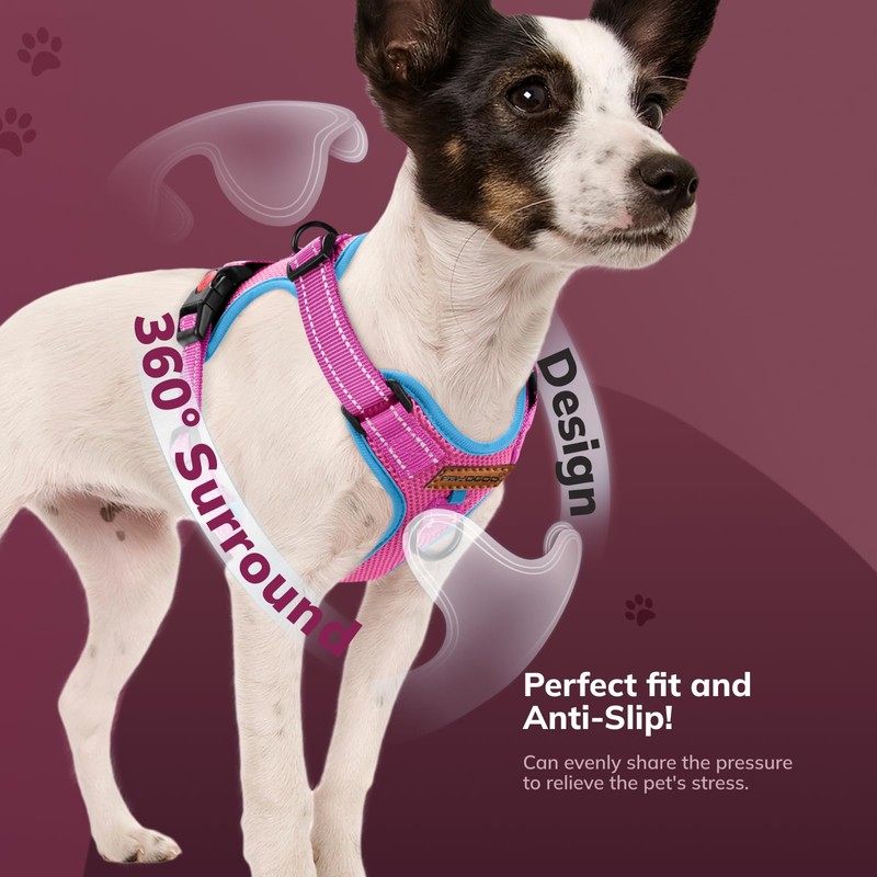 FAYOGOO Dog Harness Medium, No Pull Vest Harness with 2