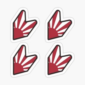 Unbranded 4x pack of JDM red  rising sun car flag stickers engine racing trucks vans SUV