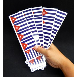 40 Removable Stickers: Cuba Flag: Cuban Party Favors, Decals