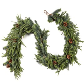 Christmas Mixed Norfolk Pine Juniper Garlands 6ft Artificial Norfolk Pine Garland Realistic Faux Christmas Spruce Juniper Greenery Garland for Holiday Indoor Mantle Fireplace Decor