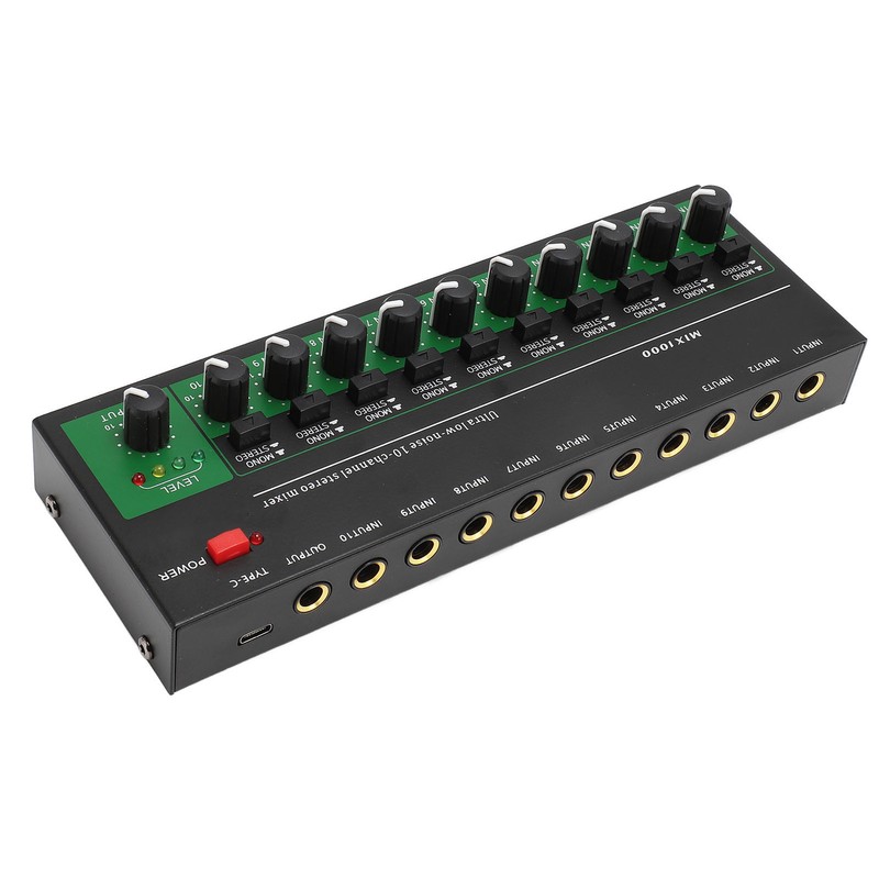 10 Channel Sound Mixer Independent Volume Control Knob Professional Multichannel