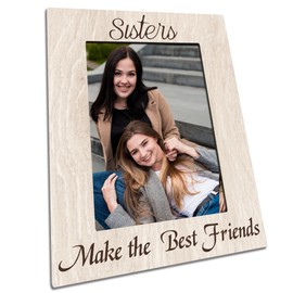 AMHGLW Rustic Wooden Picture Frame For 5"X7" Photo - Sisters Make The Best Friends Frame Tabletop Display, Gifts For Sisters, Besties, Home & Office Decorations(Vertical)-A05