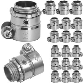 20 Pack Squeeze Connector Conduit Fitting 3/4,1/2,1 inch Combination Flexible Metal Conduit for Electrical Conduit Fittings