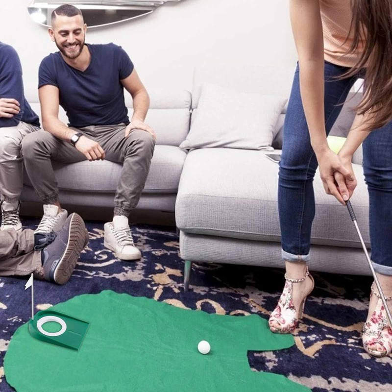 Golf Putting Mat Practice, Indoor Outdoor Golf Putting Cups and