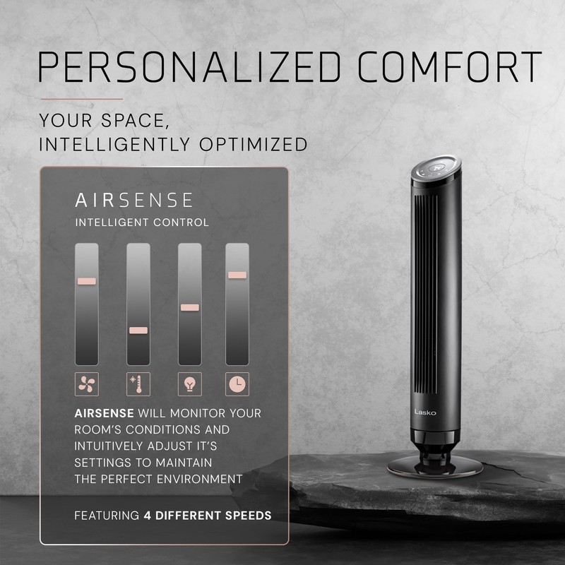 LASKO Ascend Tower Fan with Remote, 36" Floor Fans for