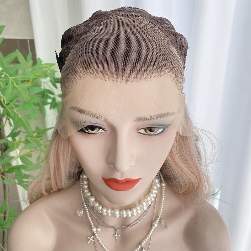 VASTCURY Pink Purple Blue Wigs Highlight Ombre Rainbow Color 13x4