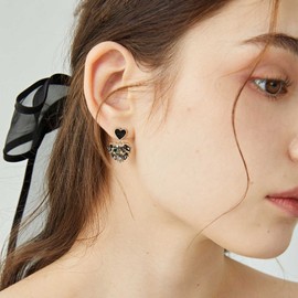 Yienate Crystal Heart Drop Earrings Black Rhinestones Love Heart Dangle Earrings Wedding Bling Heart Drop Dangle Earrings Studs Statement Heart Crystal Prom Earrings Jewelry for Women and Girls