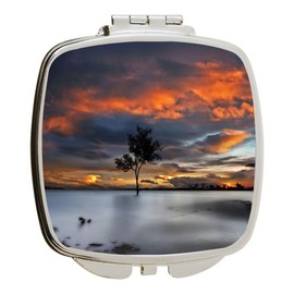 Island Gifting - Image of Beautiful Water Sunset in Macedonia Scenery - Square Compact Mirror - Travel Mirror