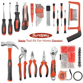 Sundpey Home Tool Kit 148-Pcs - Household Basic portable Hand Repair Tool Set with Case & Ratcheting Screwdriver & Hex Key & Pliers & Wrench & Voltage Tester & Water Pump Plier for Men Women