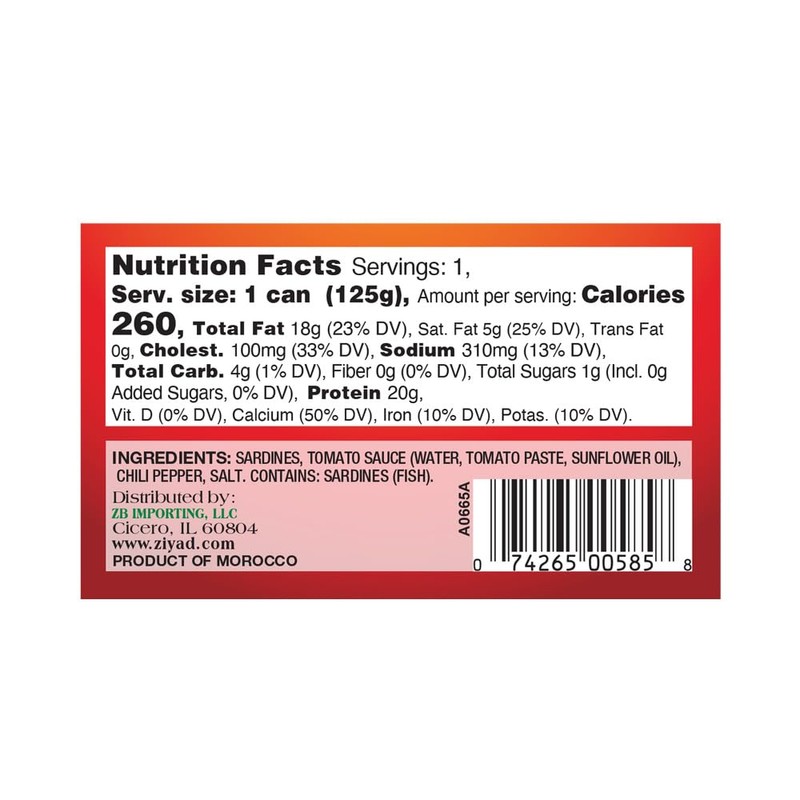 Sultan Moroccan Season Sardines in Tomato Sauce, 100% All-Natural, High