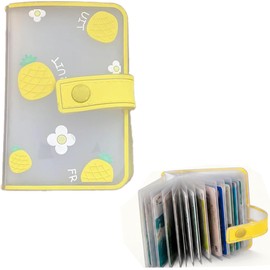 Tangseajiao 1 Pc 20 Slots Cartoon PVC Card Holder, Business Holder, ID Card Holder Case Pocket, Wallet Purse Cards Pouch Organizer, (Pineapple, 4x2.8 inches)