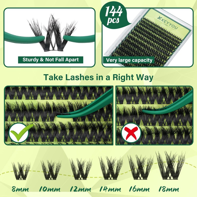 KEYYOU Lash Clusters 3D Effect Volume Eyelash Clusters Flaunt Style