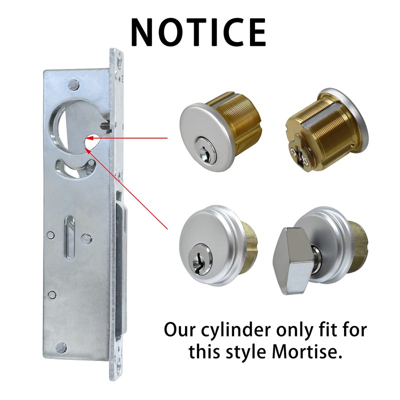 AIsecure Brass Mortise Cylinder with 2 Keys for SC Keyway