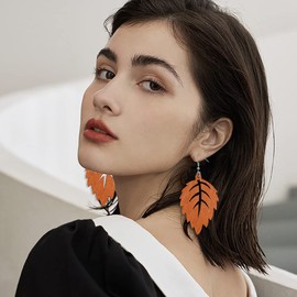 Gleamart Lightweight Wood Drop Earrings 2 Pairs Natural Wooden Dangle Earrings Set for Women Leaf Earrings