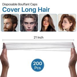 Worldity 200 Pack Disposable Bouffant Hair Nets, Non-Woven Hair Nets Food Service, Unisex One Size Fits Most, High Elasticity Hairnets for Kitchen, Salon, Industrial Use