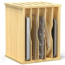 sandpaint 6 Tier Wooden Cabinet Tray Dividers, Kitchen Vertical Tray Divider Organizer, Storing pans, Baking trays, Cutting Board