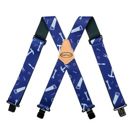 MELOTOUGH Men's Suspenders Fully Elastic 2 inch Wide X back Heavy Duty Work Suspenders (Blue Hand Tools)