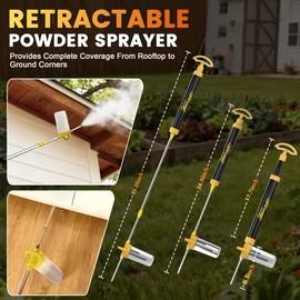 2 Pack Diatomaceous Earth Powder Duster with Adjustable Length 4FT, Yellow