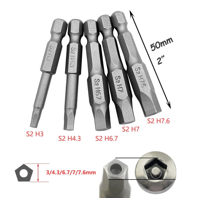 Saipe 10pcs Magnetic Pentagon Head Screwdriver Bits Set 1/4 Inch